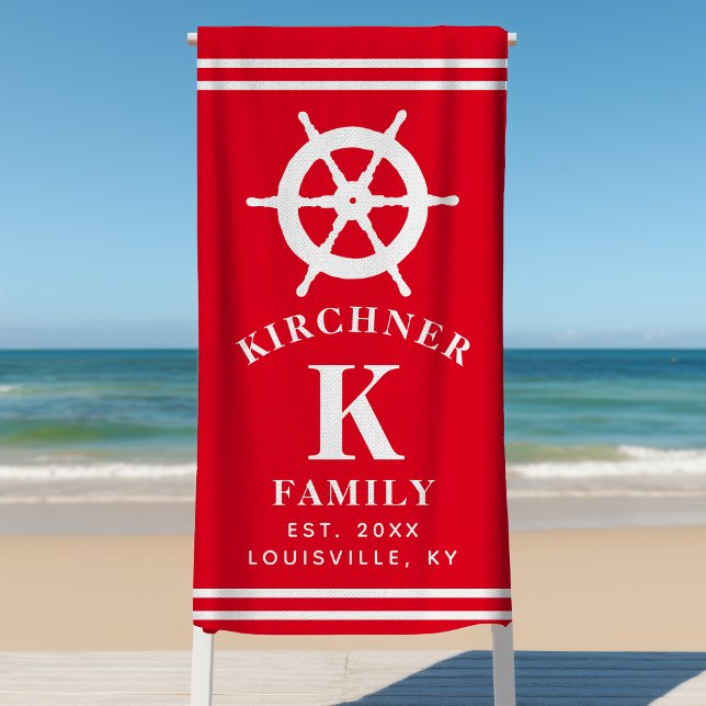 Serviette De Plage Bateau rouge personnalisé Roue Nautique Plage de f (Créateur téléchargé)