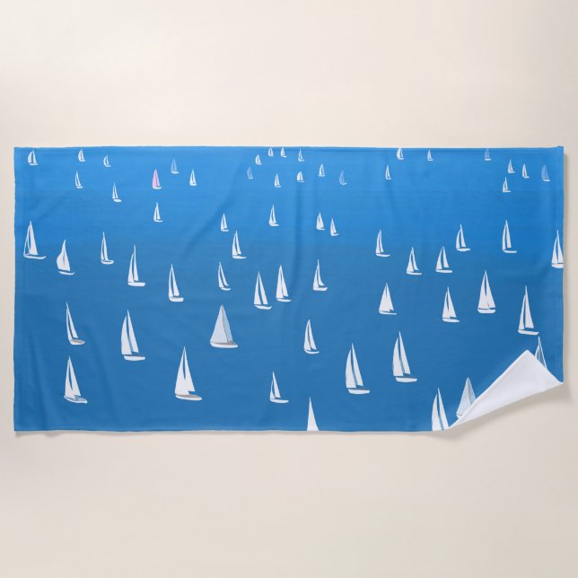 Serviette De Plage Bateaux à voile en mer bleu profond - Regatta Bate (Devant)