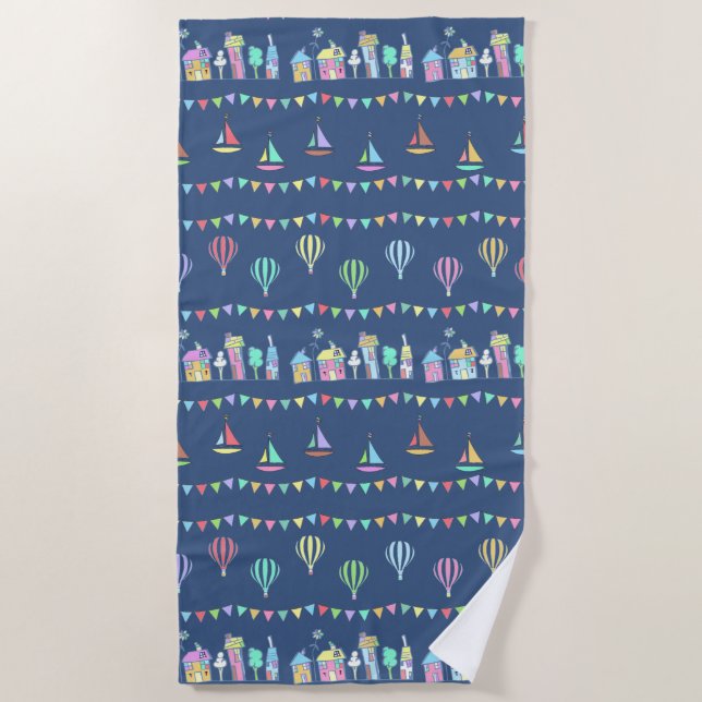 Serviette De Plage Bateaux à voile et Motif de Bunling (Devant)