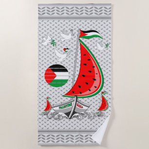 Serviette De Plage Bateaux de la Flottille de la Liberté Mondiale à G