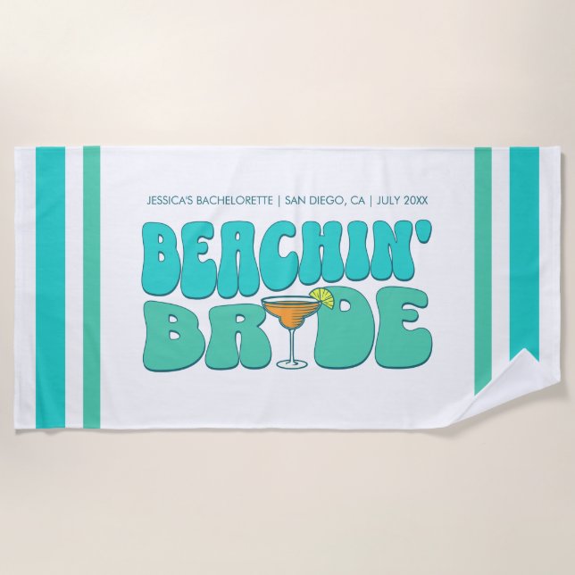 Serviette De Plage Beach Bachelorette Party Beachin Bride Girls Trip (Devant)