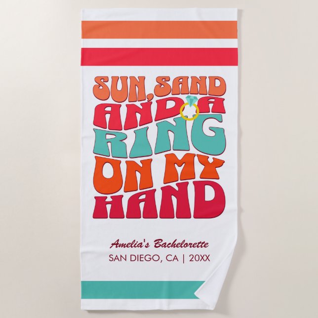 Serviette De Plage Beach Bacheloro Party Super Sun Sand Ring (Devant)
