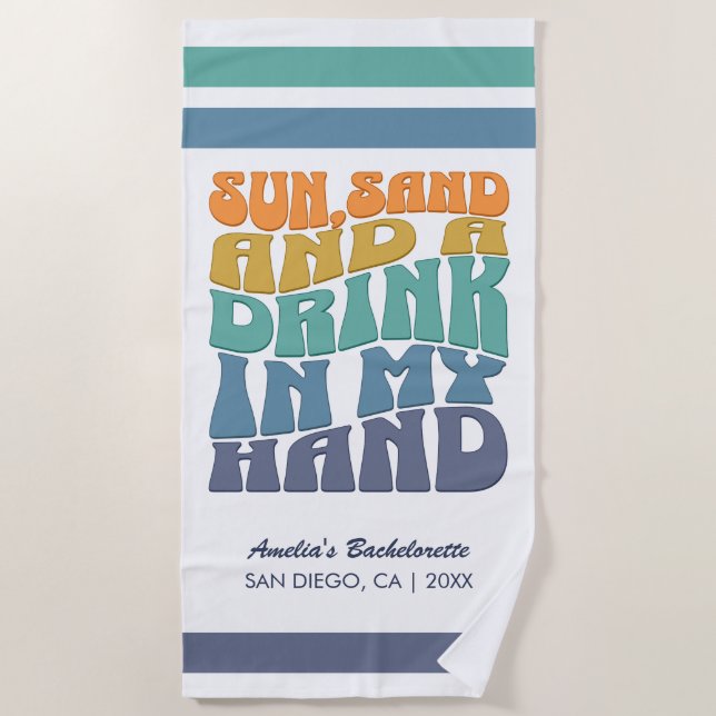 Serviette De Plage Beach Bachelorte Party Super Retro Bridesmaid (Devant)