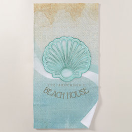 Serviette De Plage Beach House Clam Shell Aqua Blue ID623