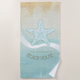 Serviette De Plage Beach House Nautical Starfish Aqua Blue ID623