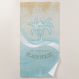 Serviette De Plage Beach House Palm Trees Aqua ID623