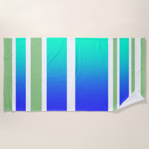 Serviette De Plage Beach Ocean Front Sand + Surf Aqua Stripes