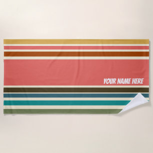 Serviette De Plage Beach Towel Coral Stripe Miami Sherbet Collection