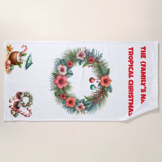 Serviette De Plage Beach Towel-Tropical Christmas Beach Towel (Devant)