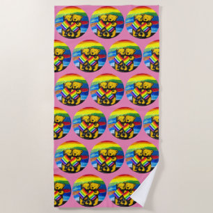 Serviette De Plage Bears Love Couple LGBT Arc-en-ciel