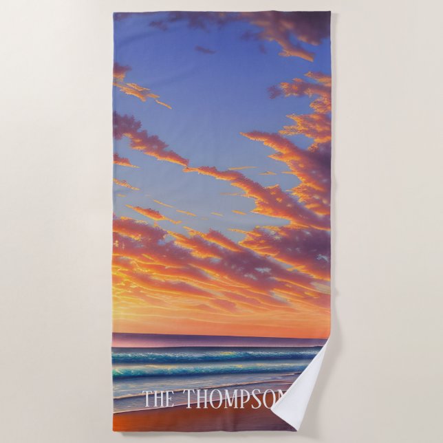 Serviette De Plage Beau bleu Turquoise Ocean Sunset (Devant)