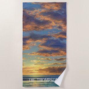 Serviette De Plage Beau coucher de soleil sur la plage aux Bahamas