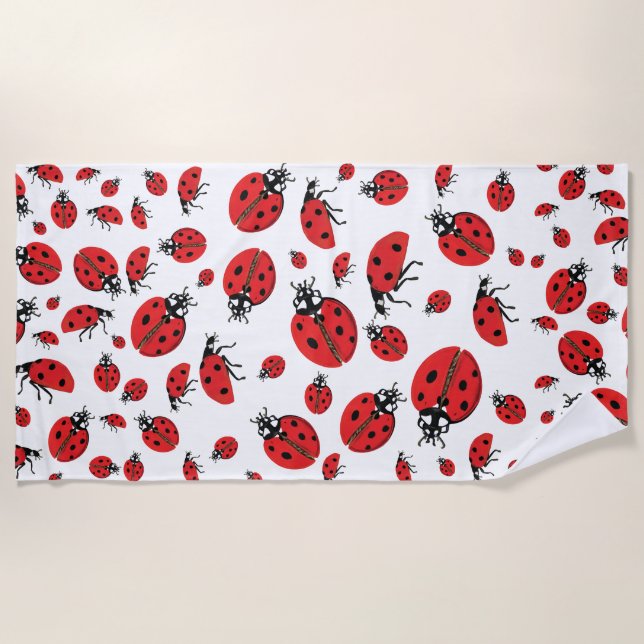 Serviette De Plage Beaucoup de Red Ladybugs Lucky Motif (Devant)