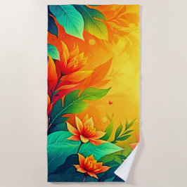 Serviette De Plage Beauté florale Abstraite vive