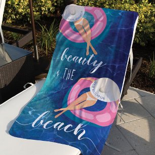 Serviette De Plage Beauté & The Beach Ocean Caucasian Woman on Float