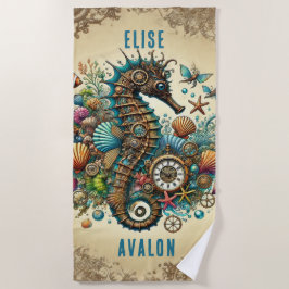 SERVIETTE DE PLAGE BEAUTIFUL WHIMSICAL STEAMPUNK HORSE PERSONNALISER