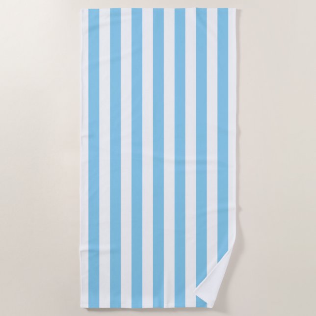 Serviette De Plage Bébé Bleu et Blanc Grandes Dimensions Verticales (Devant)