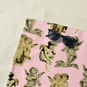 Serviette De Plage Bébé mignon Vintage Bébé mignon Anges rose