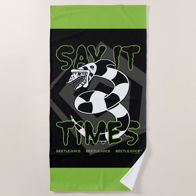 Serviette De Plage Beetlejuice | Say It 3 Times (Devant)