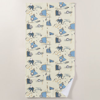 Serviette de plage beige moderne avec Motif Abstra