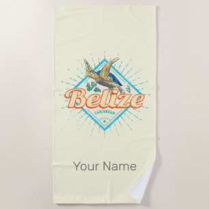 Serviette De Plage Belize Caribbean Retro Turtle Souvenir Vintage