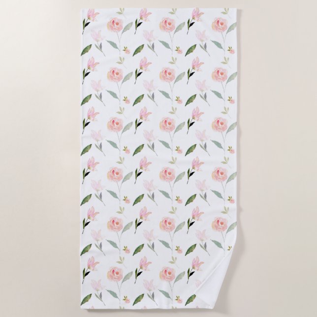 Serviette De Plage Belle aquarelle florale (Devant)