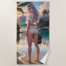 Belle brique imaginaire fille Beach Towel
