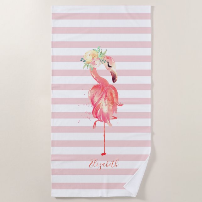 Serviette De Plage Belle Fleur Flamant rose rose Fille (Devant)