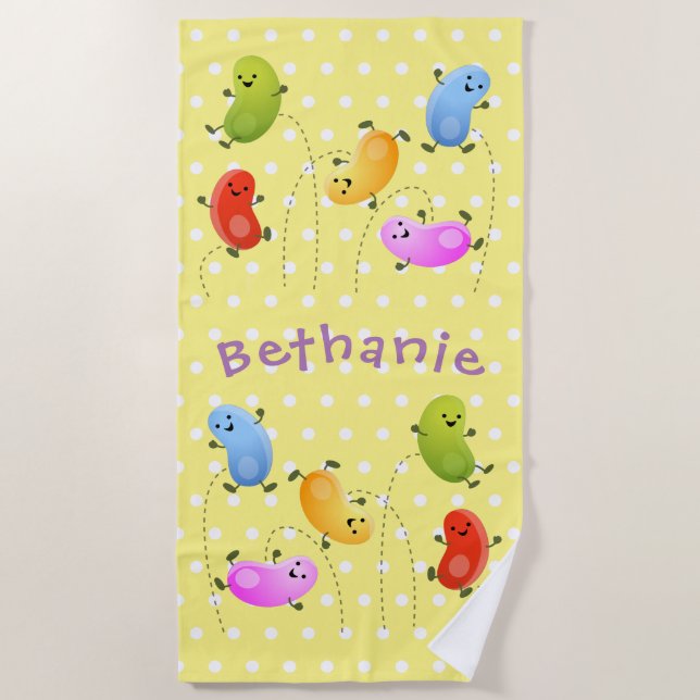 Serviette De Plage Belle jellybeans saut de dessin animé illustration (Devant)