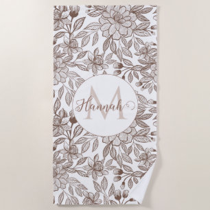 Serviette De Plage Belle Mocha Mousse Vintage Floral