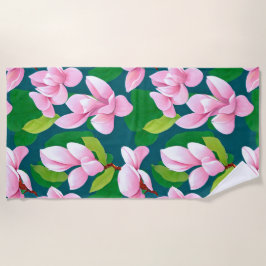 Serviette De Plage Belles fleurs de Magnolia rose