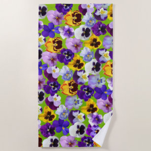 Serviette De Plage Belles Pansies de Printemps