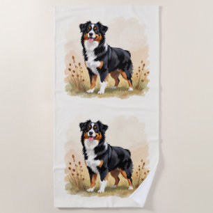 Serviette De Plage Berger australien Tricolore noir Chien australien