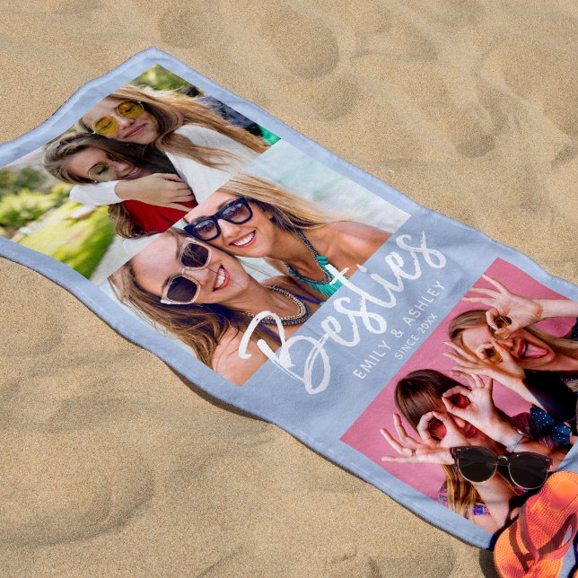 Serviette De Plage Besoins Photo personnalisée BFF Friends Modern Fun (Créateur téléchargé)
