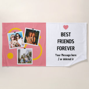 Serviette De Plage Best Friend Forever, personnalisation 3 Photo Coll