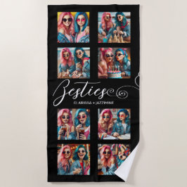 Serviette De Plage Bestie blanc noir moderne 8 photo Collage
