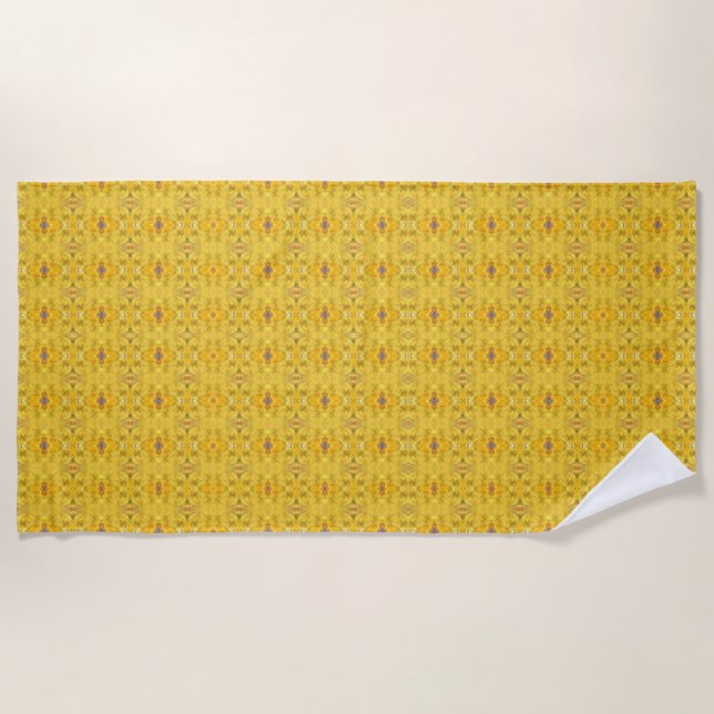 Serviette De Plage Bête Bleue Couchant Jaune (Devant)
