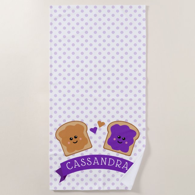 Serviette De Plage Beurre d'arachide mignonne et gelée (Devant)
