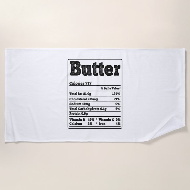 Serviette De Plage Beurre Faits Ingrédients Drôle Fodies Thanksgivin (Devant)