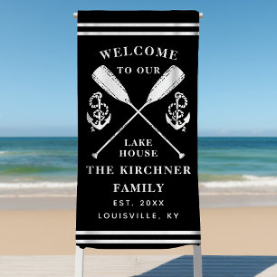 Serviette De Plage Bienvenue À Notre Famille Lake House Monogramme No