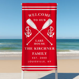 Serviette De Plage Bienvenue dans notre maison de lac Famille Monogra