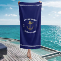 Bienvenue personnalisée à bord Nom du bateau Bleu 
