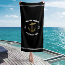 Bienvenue personnalisée à bord Nom du bateau Noir 