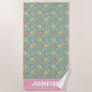 Serviette De Plage Big Bird   Good Vibes Floral   Ajouter Votre Nom
