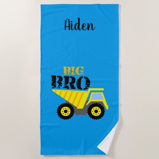 Serviette De Plage Big Bro Construction Camion à vidange jaune (Devant)