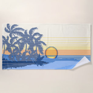 Serviette De Plage Big Sunset Strike Hawaiian Surfers - Bleu