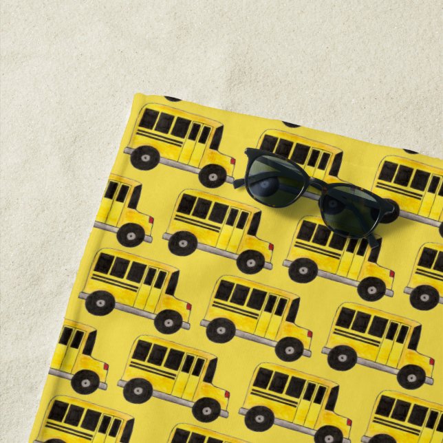 Serviette De Plage Big Yellow School Bus Teacher Transport (En situation)