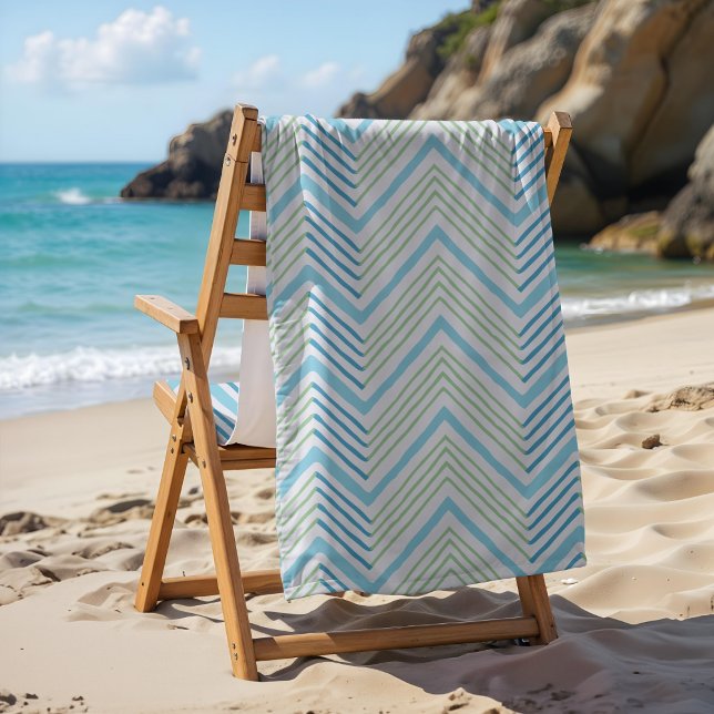Serviette De Plage Big Zag Chevron in Green and Aqua (Créateur téléchargé)