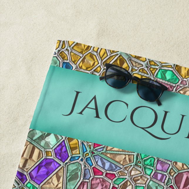 Serviette De Plage Bijoux précieux Gemstone Look Mosaïque - Personnal (En situation)