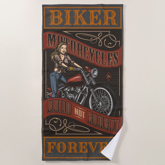 Serviette De Plage Biker pour les motos personnalisées toujours Bouti (Devant)